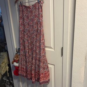 Veronica Beard Red and Blue Paisley Maxi Skirt